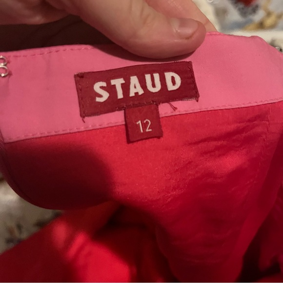 Staud Pink Pleather Joan Ying Yang Beaded Midi Dress 12 - Picture 6 of 7